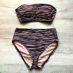 KONA SOL Tan Tiger Stripe Bandeau Bikini